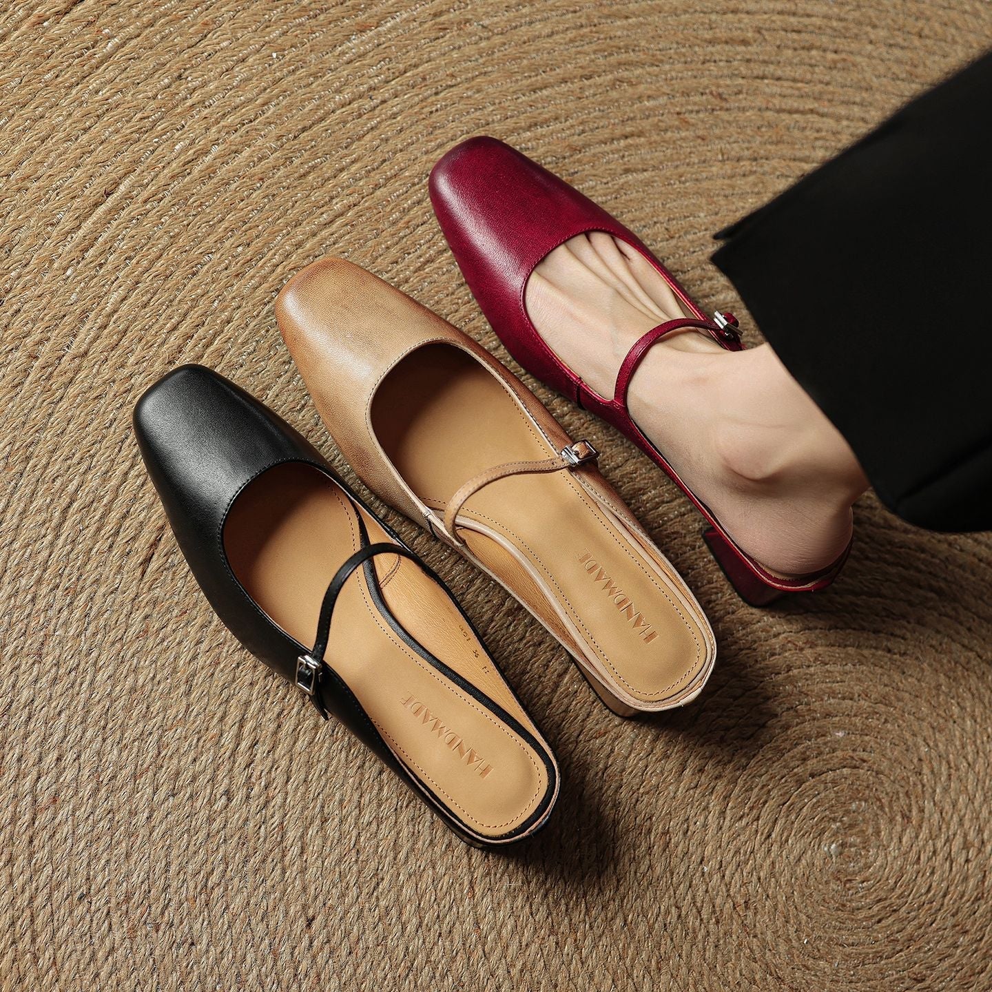 Meyra Genuine Leather Slip-On Mules