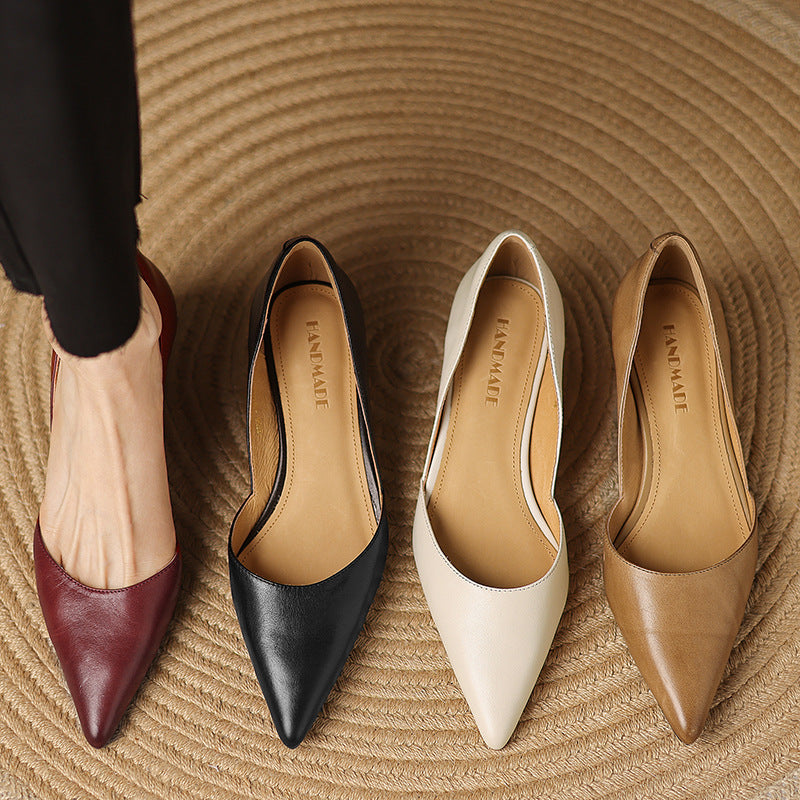Ceyra Leather Kitten Heel Shoes