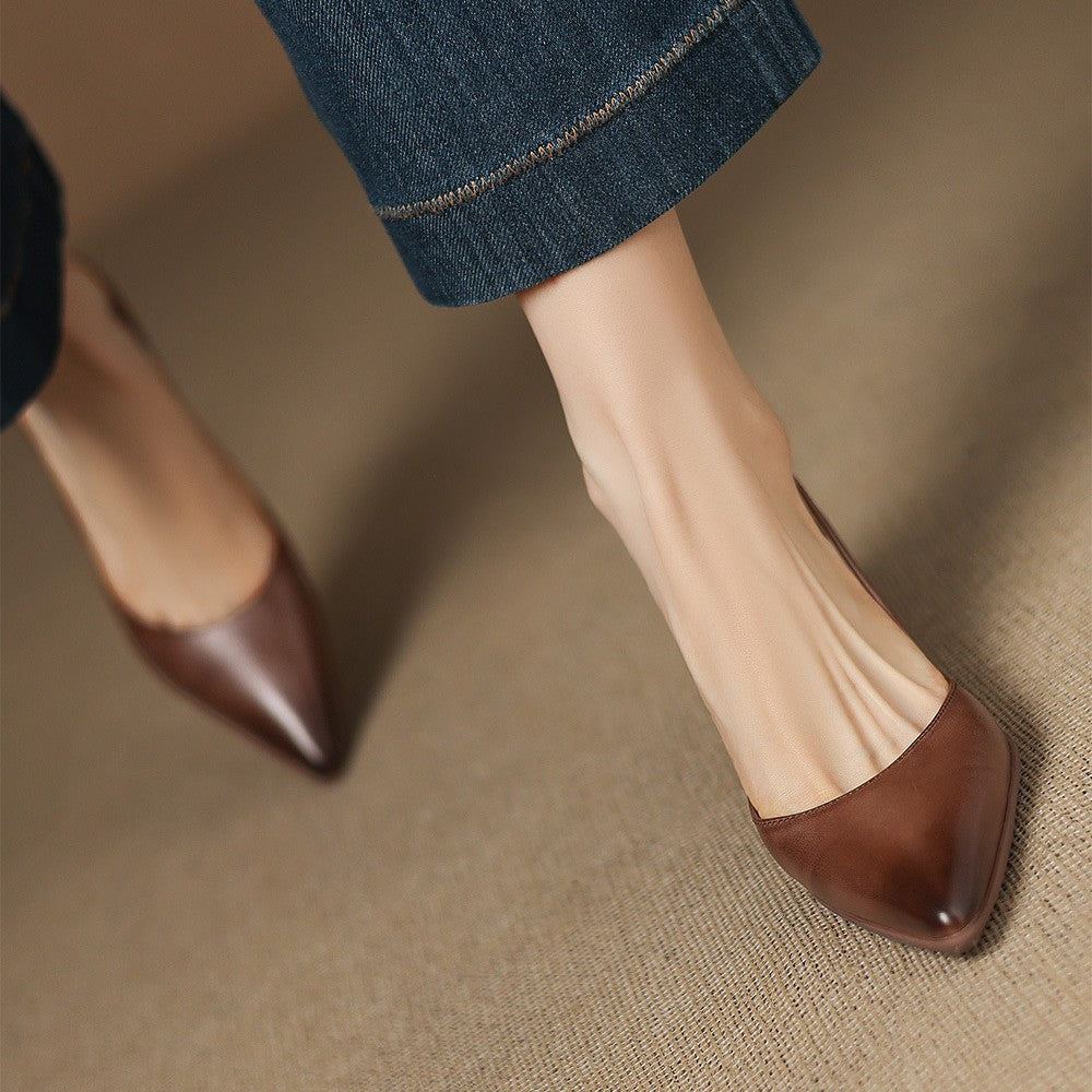 Calenne Leather Kitten Heels" can be rephrased as "Calenne Elegant Leather Kitten Heels.
