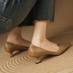 Ceyra Leather Kitten Heel Shoes