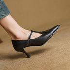 Aveline T-Strap Leather Heels