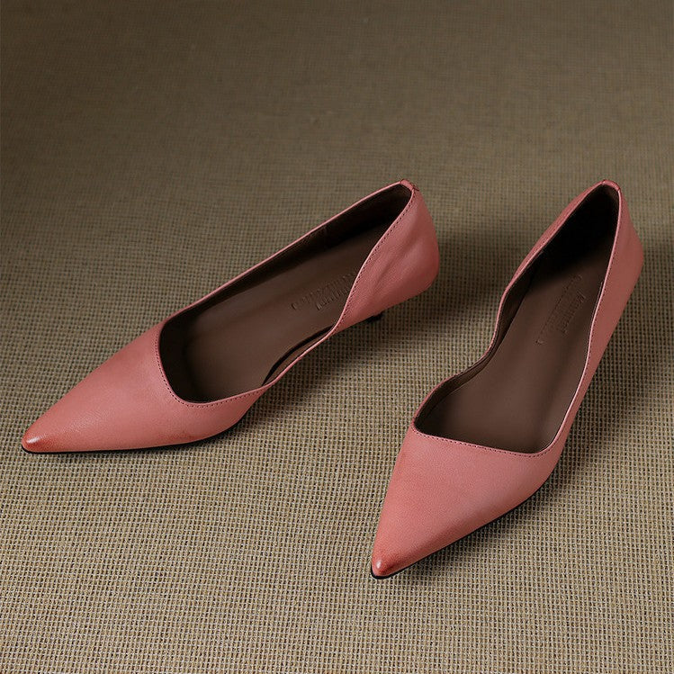 Orlisse Leather Kitten Heel Shoes