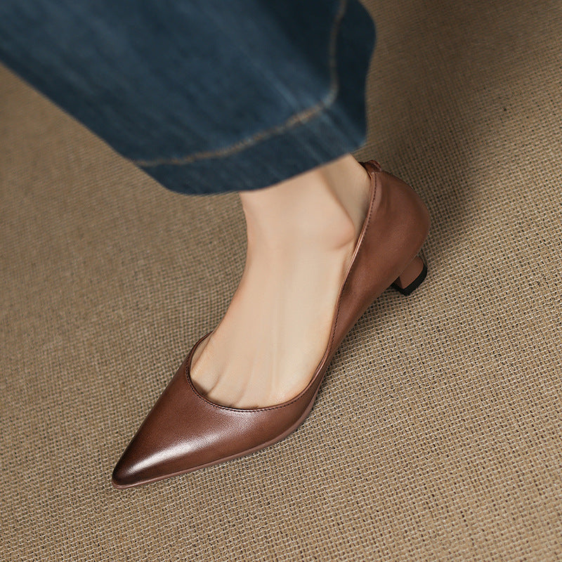 Calenne Leather Kitten Heels" can be rephrased as "Calenne Elegant Leather Kitten Heels.