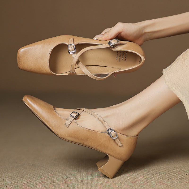 Marvane Leather Kitten Heel Shoes