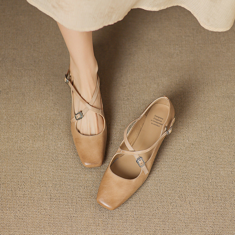 Marvane Leather Kitten Heel Shoes