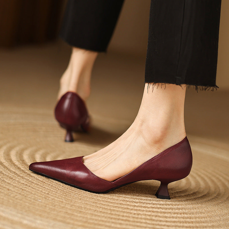Ceyra Leather Kitten Heel Shoes