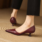 Ceyra Leather Kitten Heel Shoes