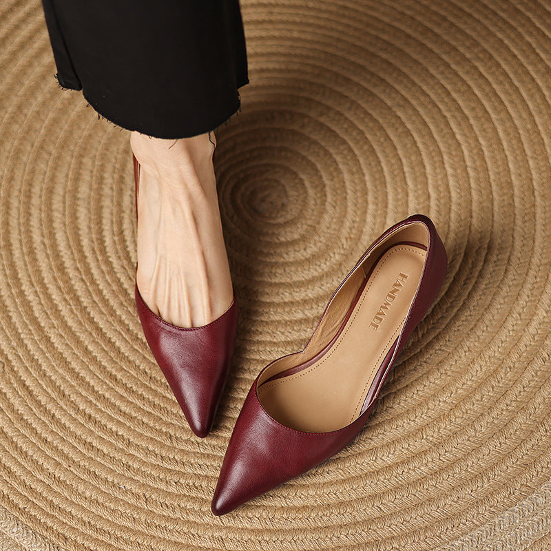 Ceyra Leather Kitten Heel Shoes