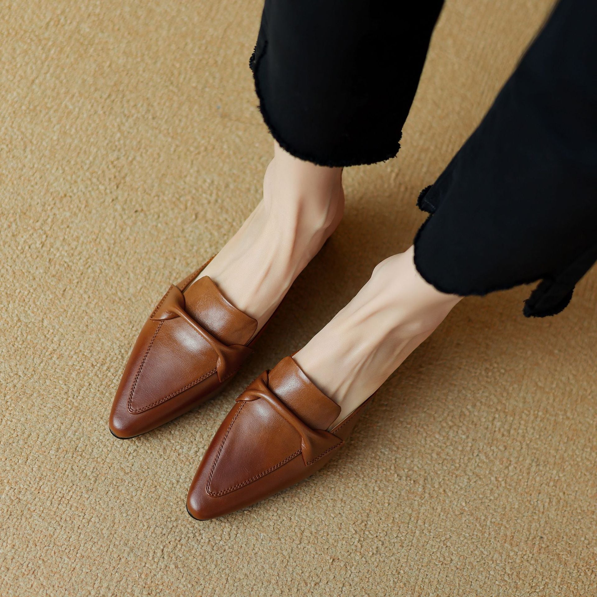 Marloe Sleek Pointed Leather Slippers
