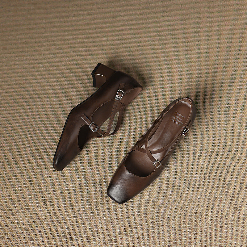 Marvane Leather Kitten Heel Shoes