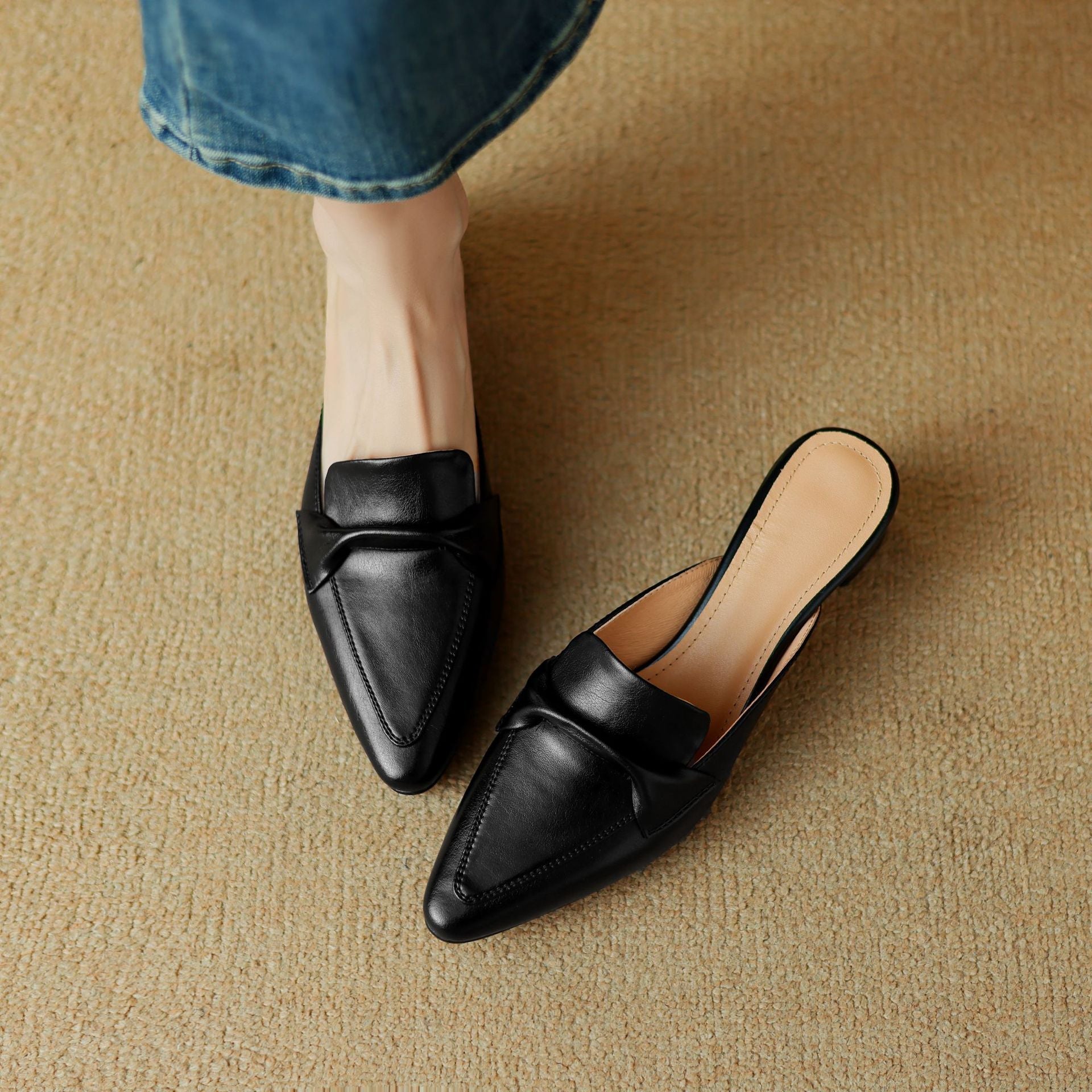 Marloe Sleek Pointed Leather Slippers