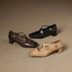 Marvane Leather Kitten Heel Shoes