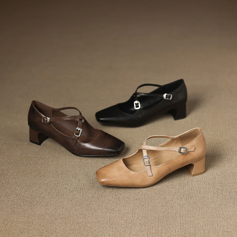 Marvane Leather Kitten Heel Shoes