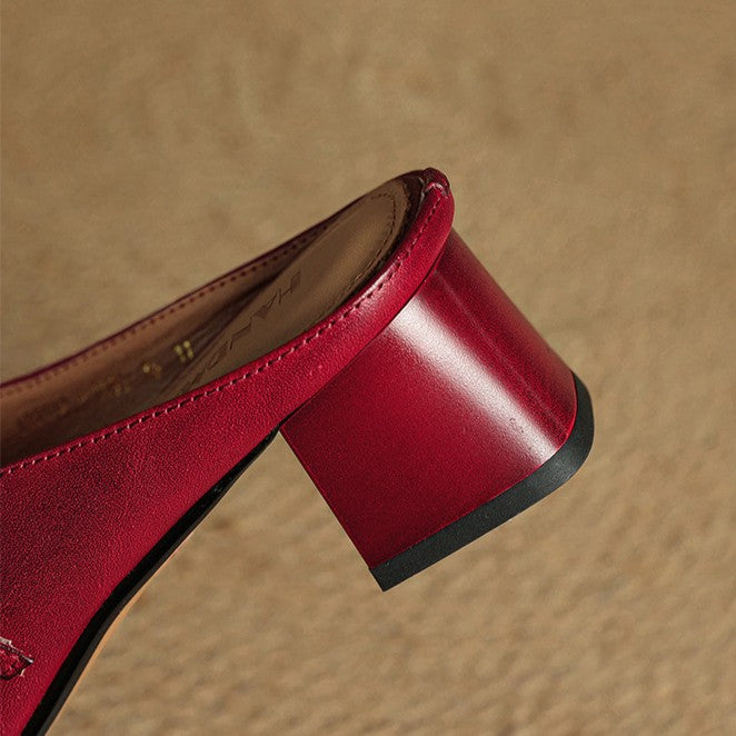 Meyra Genuine Leather Slip-On Mules
