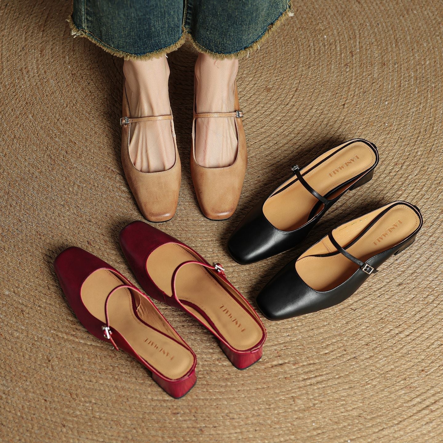 Meyra Genuine Leather Slip-On Mules