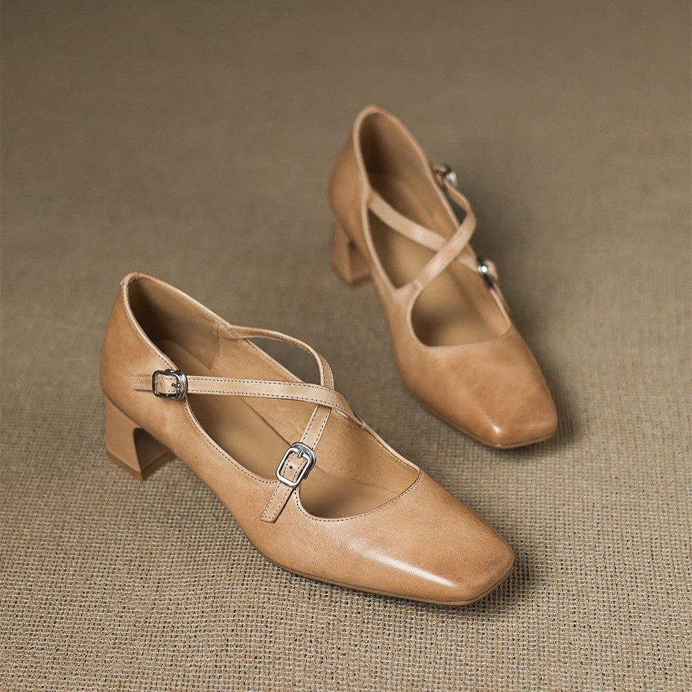 Marvane Leather Kitten Heel Shoes