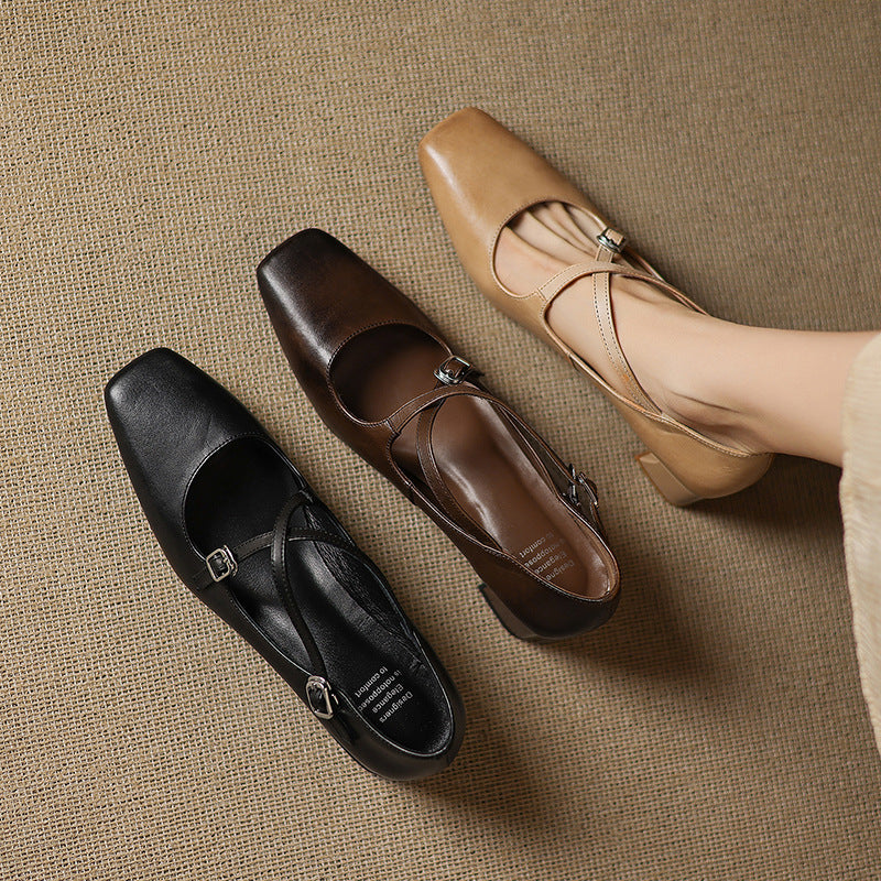 Marvane Leather Kitten Heel Shoes