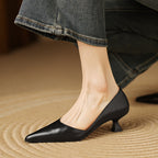 Ceyra Leather Kitten Heel Shoes