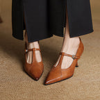 Aveline T-Strap Leather Heels