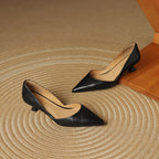 Ceyra Leather Kitten Heel Shoes