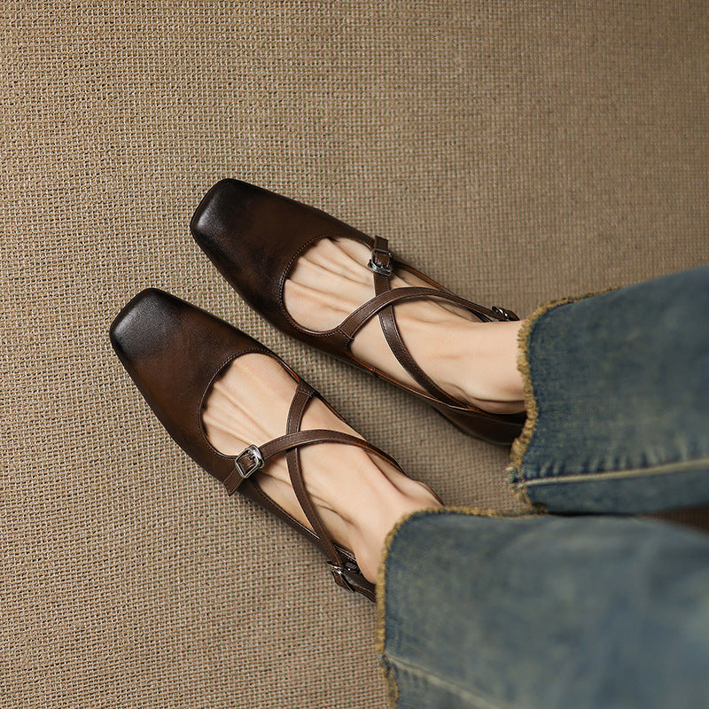 Marvane Leather Kitten Heel Shoes