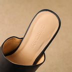 Virelle Curved Leather Slip-On Heels