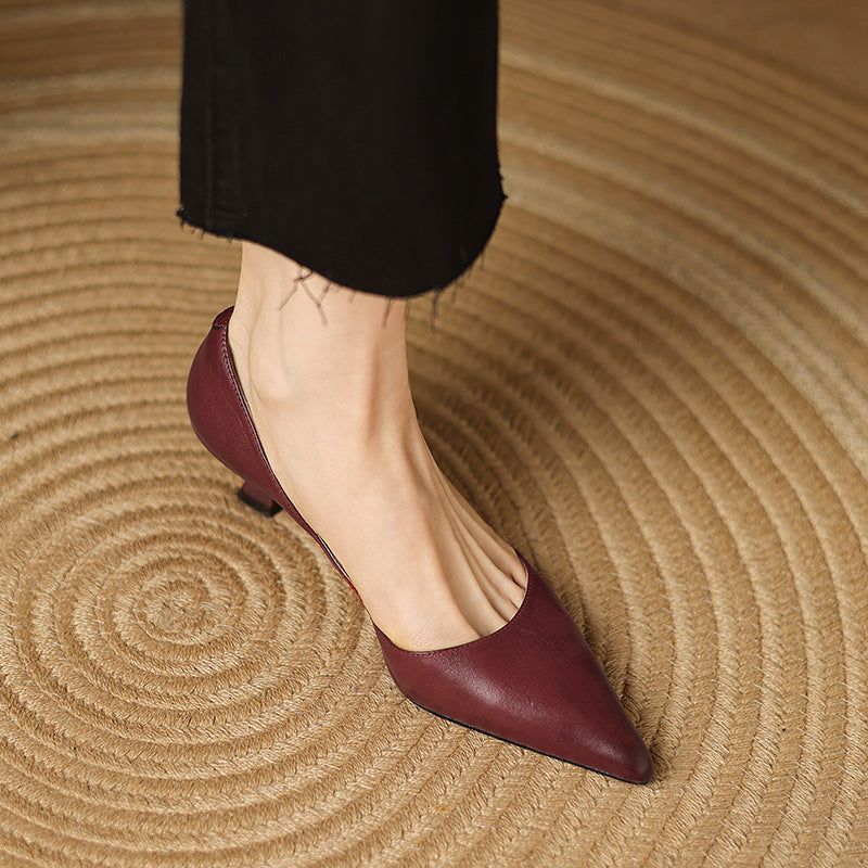 Ceyra Leather Kitten Heel Shoes