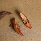 Aveline T-Strap Leather Heels