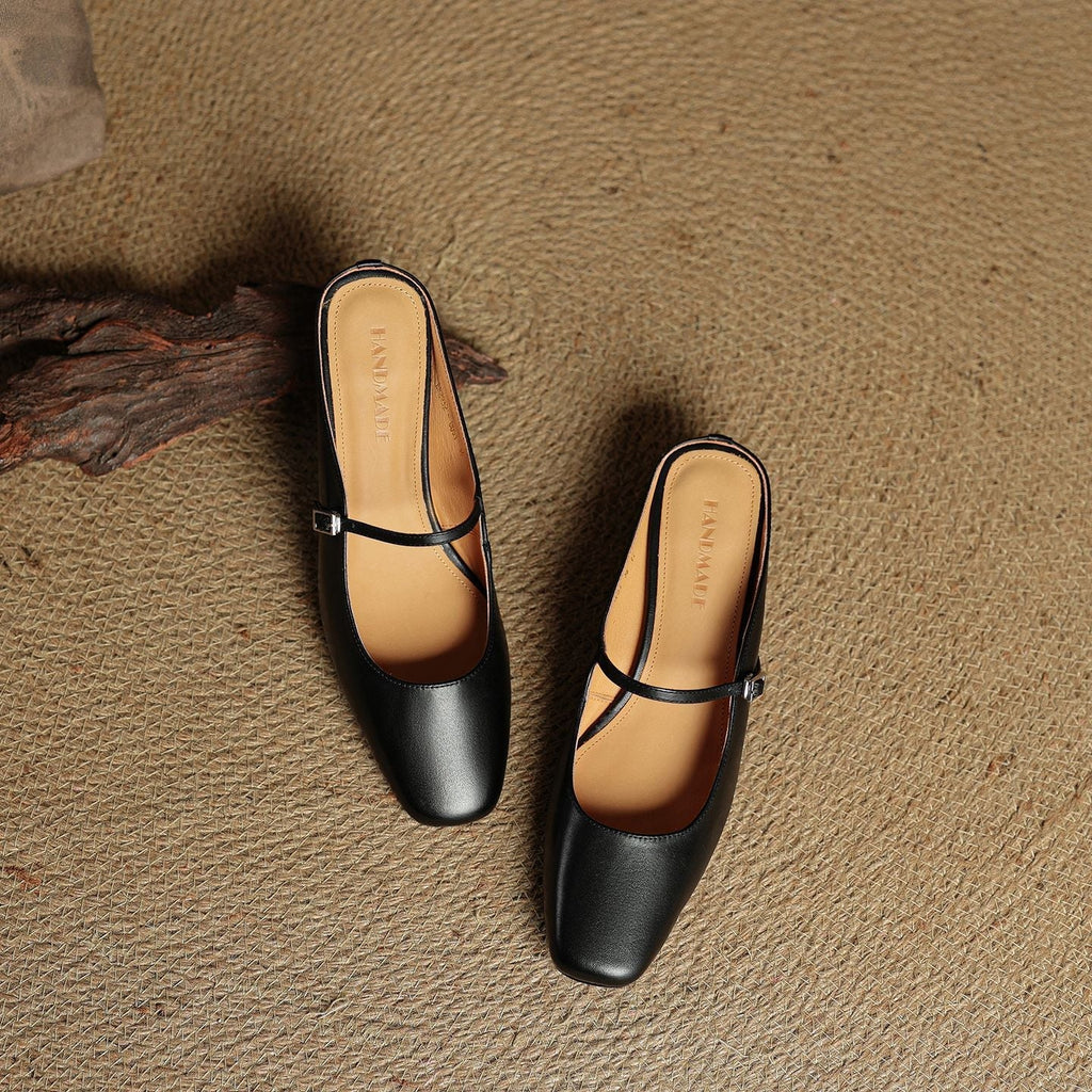 Meyra Genuine Leather Slip-On Mules
