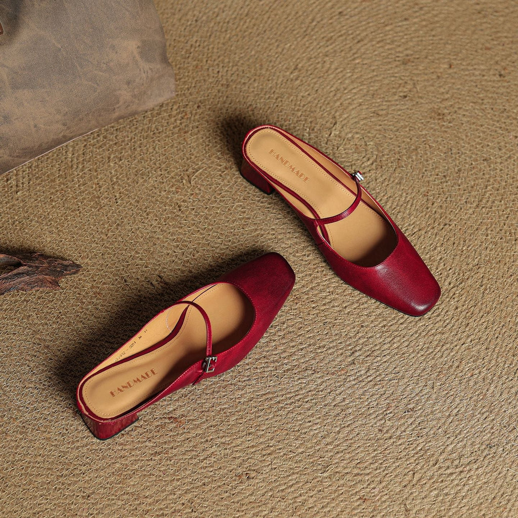 Meyra Genuine Leather Slip-On Mules