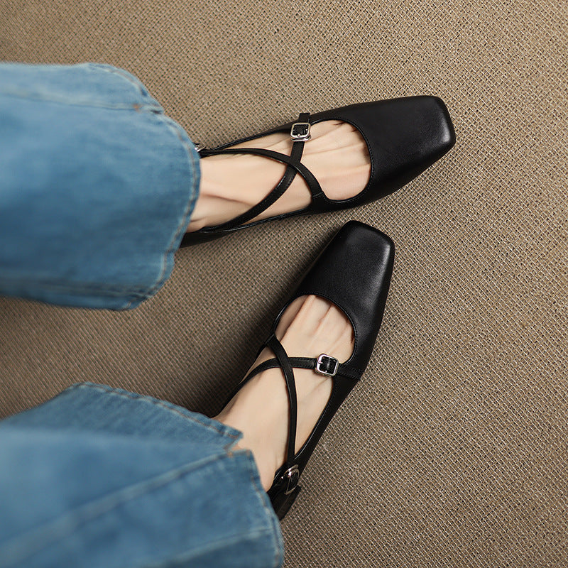Marvane Leather Kitten Heel Shoes