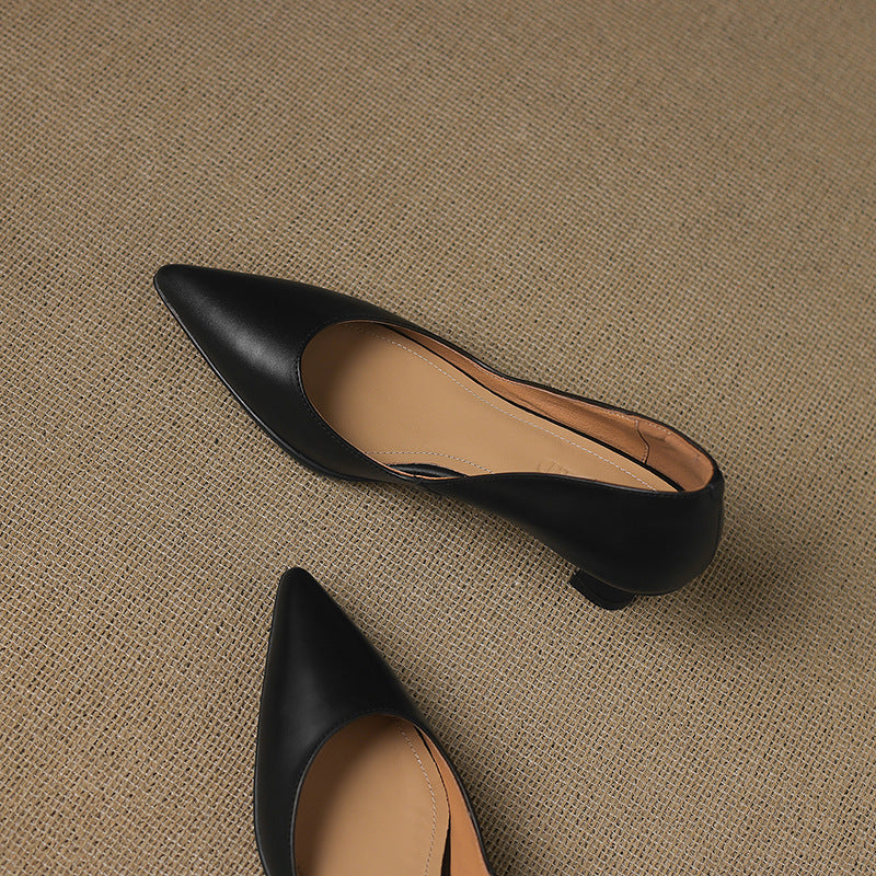 Calenne Leather Kitten Heels" can be rephrased as "Calenne Elegant Leather Kitten Heels.