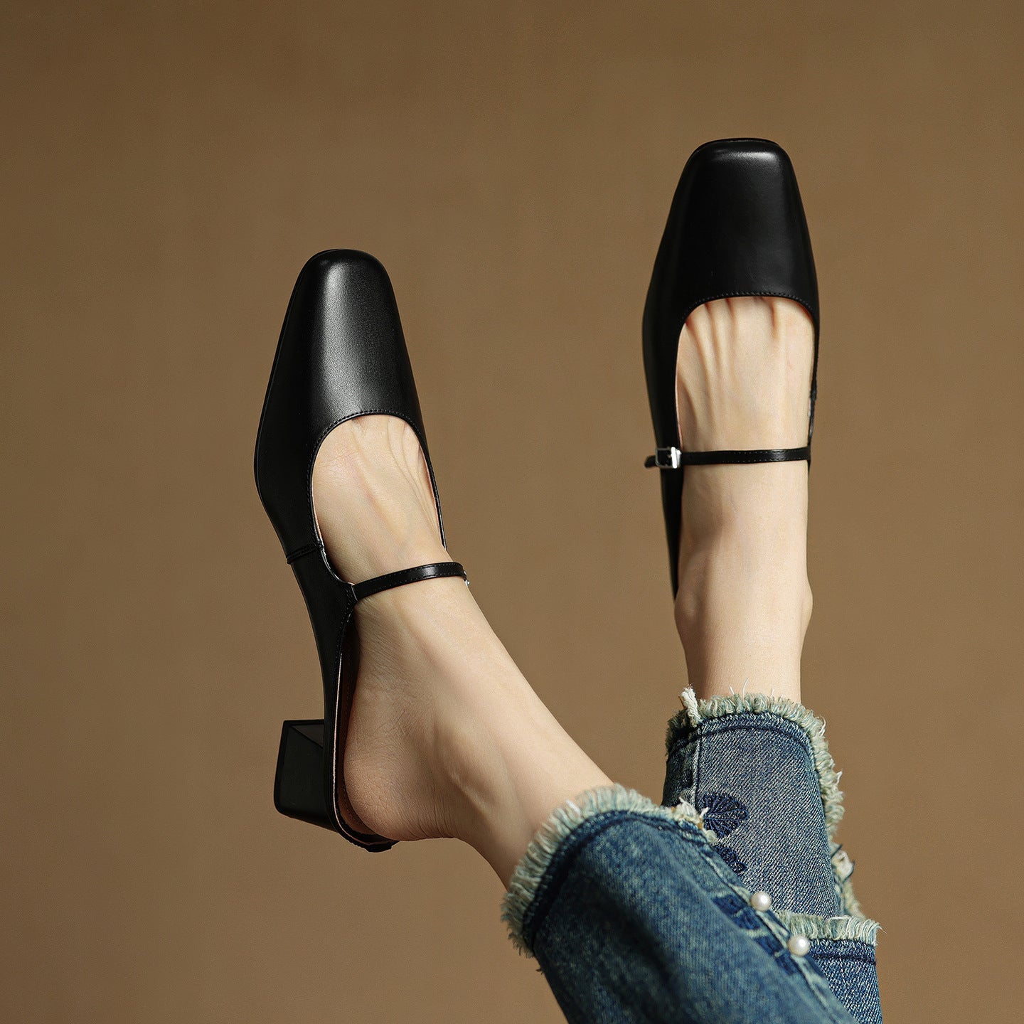 Meyra Genuine Leather Slip-On Mules