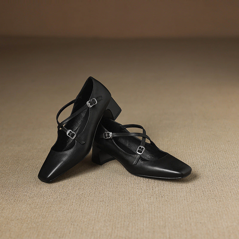 Marvane Leather Kitten Heel Shoes