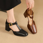 Marcele T-Strap Leather Heels