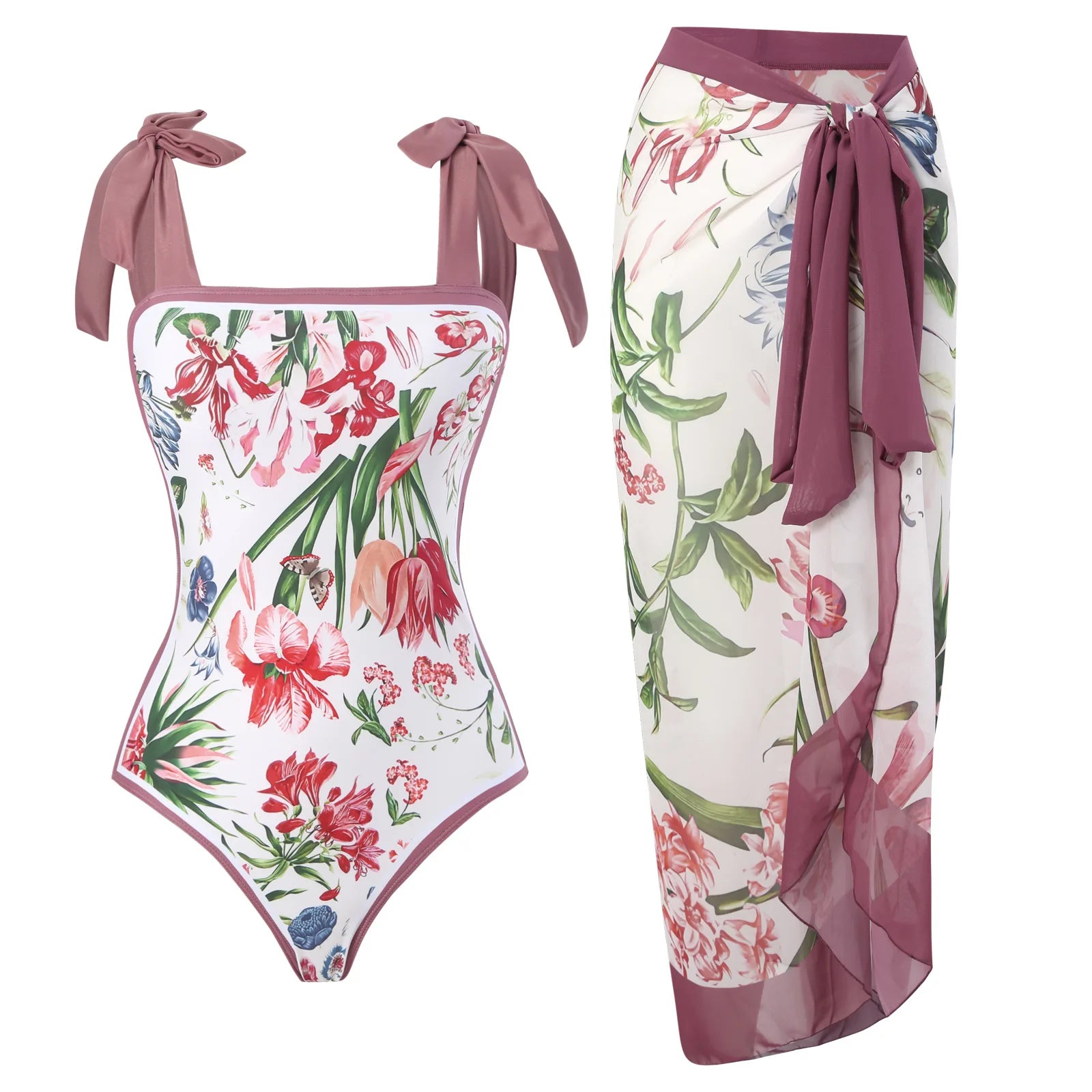 2025 Stylish Two-Piece Women's Bikini Set - Push-Up Floral Print Swimwear, Sling Beachwear, Brazilian Cut