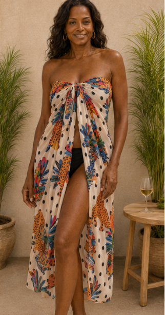 Colorful leopard sarong beach wrap