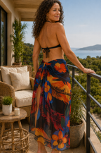 multicolor flower sarong beach wrap