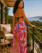 Pink printed sarong beach wrap