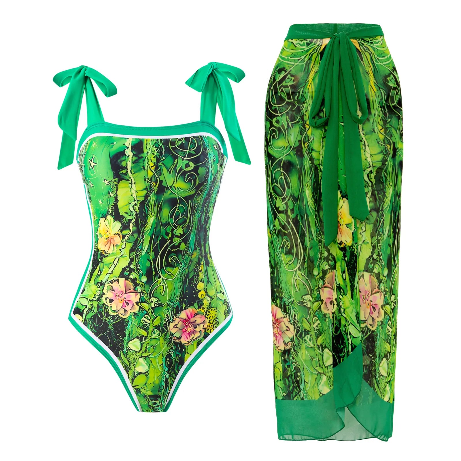 2025 Stylish Two-Piece Women's Bikini Set - Push-Up Floral Print Swimwear, Sling Beachwear, Brazilian Cut