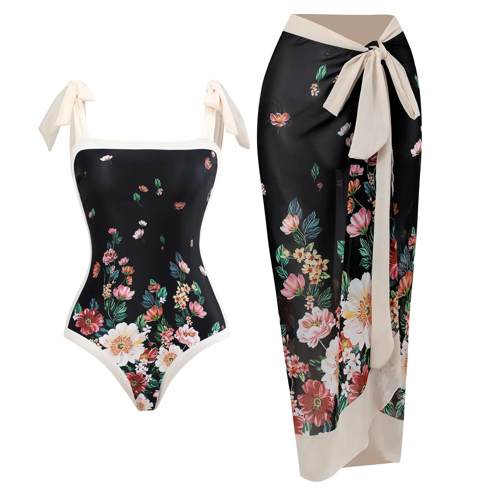 2025 Stylish Two-Piece Women's Bikini Set - Push-Up Floral Print Swimwear, Sling Beachwear, Brazilian Cut