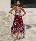 Strap Decoration Peony Print Swimsuit Set(s)
