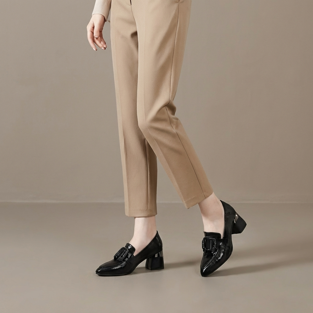 Valora Leather Loafer Pumps