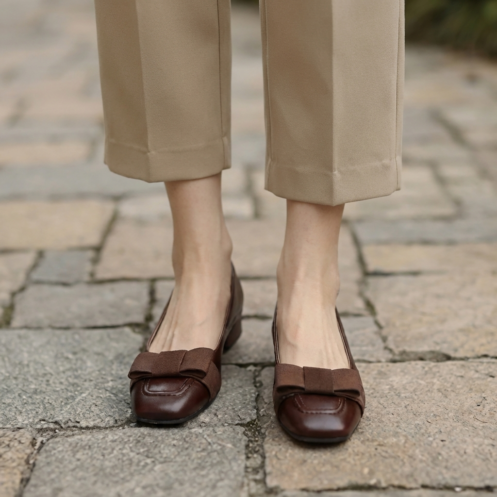 Camille Bow- embellished Leather Ballet Flats
