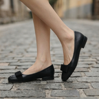 Camille Bow- embellished Leather Ballet Flats