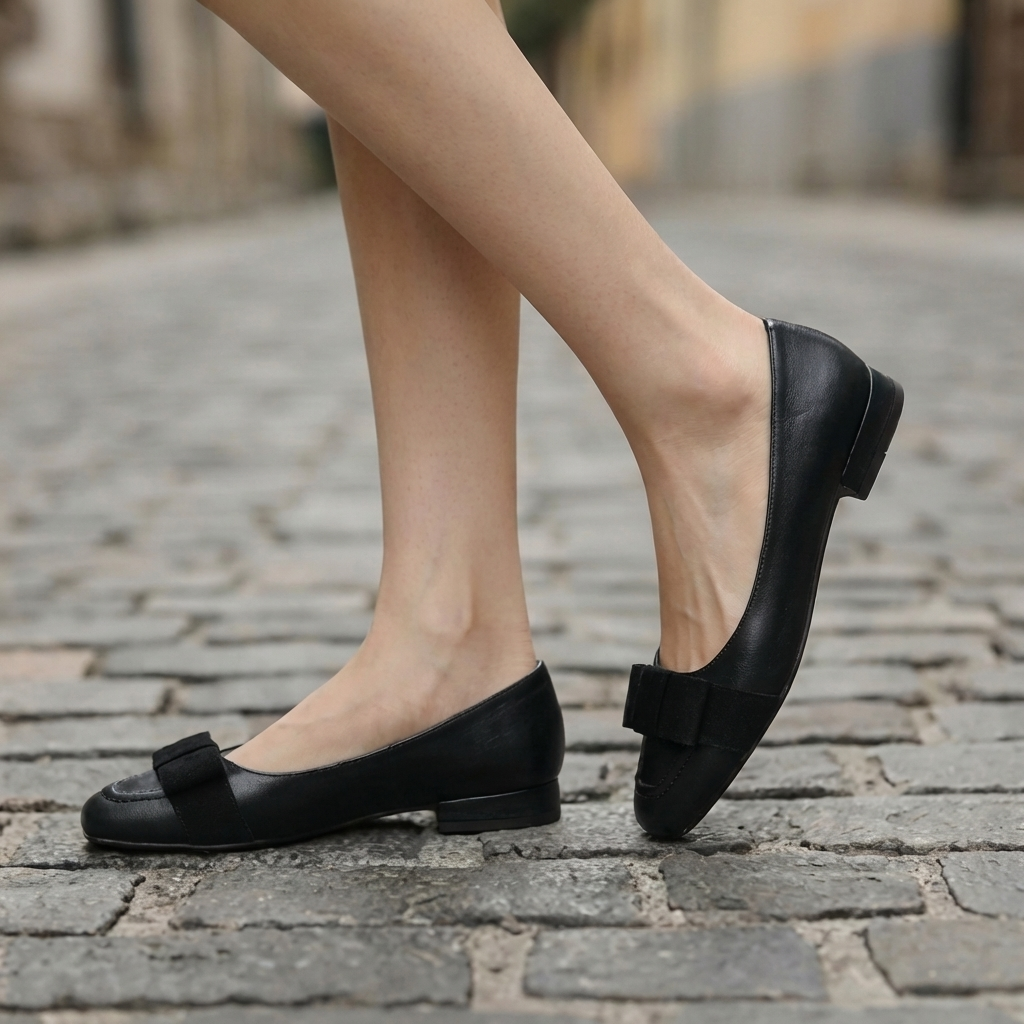 Camille Bow- embellished Leather Ballet Flats
