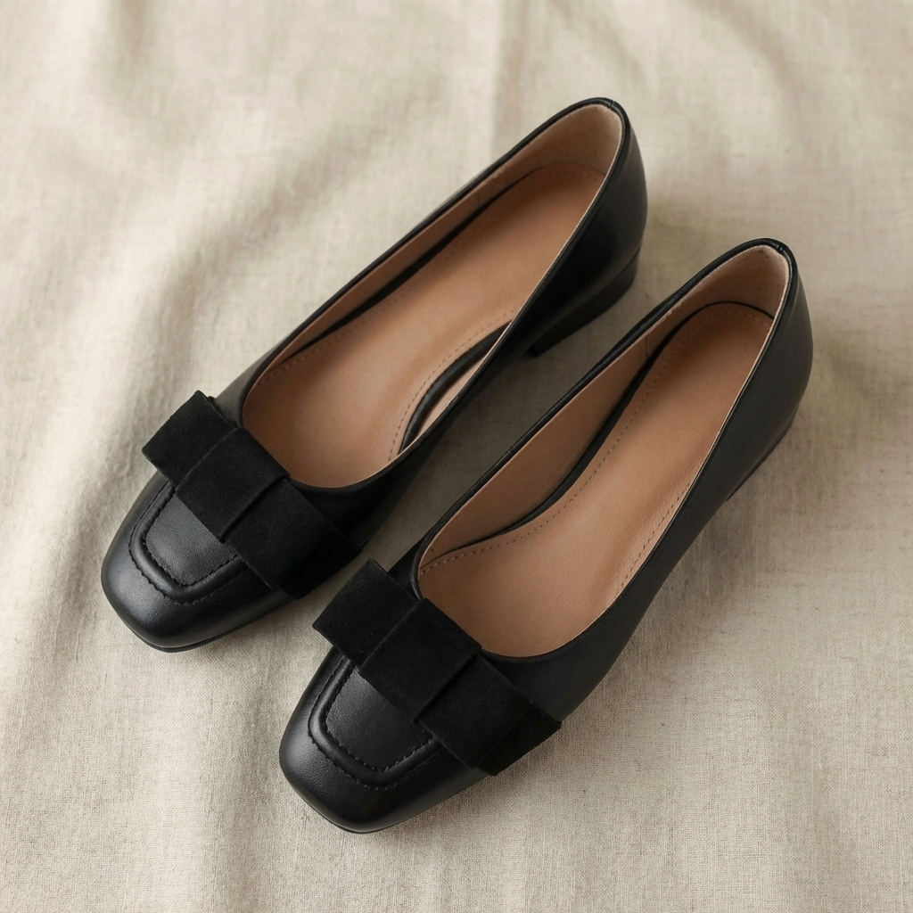 Camille Bow- embellished Leather Ballet Flats