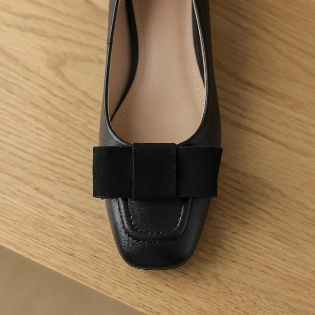 Camille Bow- embellished Leather Ballet Flats