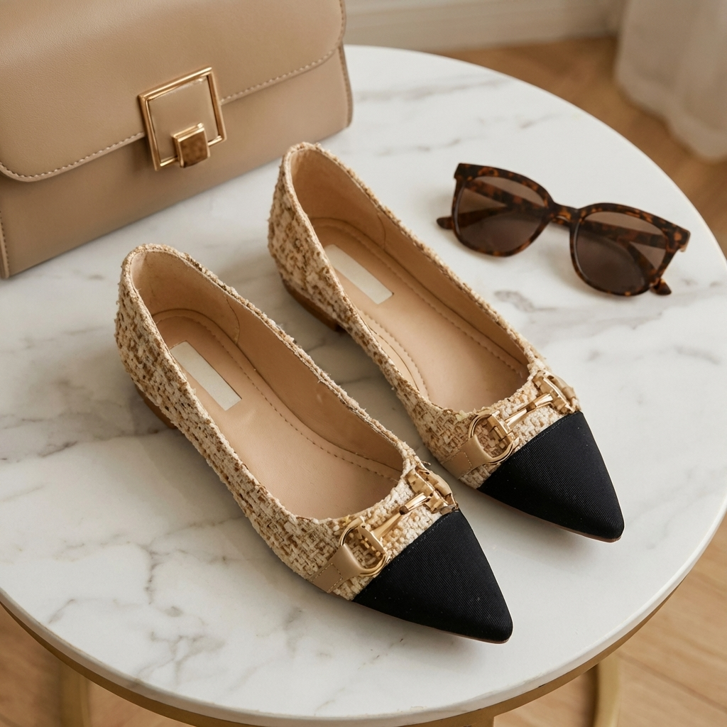 Verona Tweed Ballerina Shoes