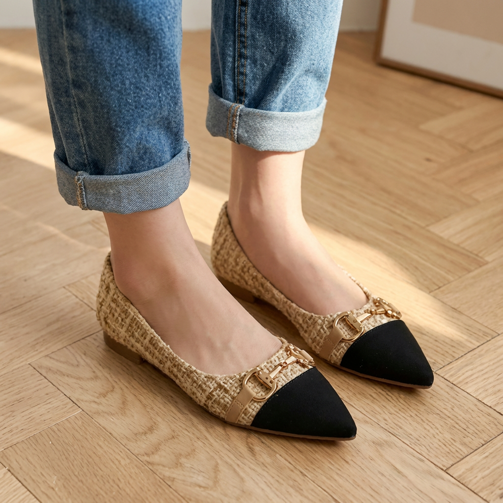 Verona Tweed Ballerina Shoes